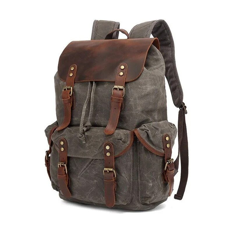 Canvasio outdoor kožený batoh Camelo Šedý 25 l