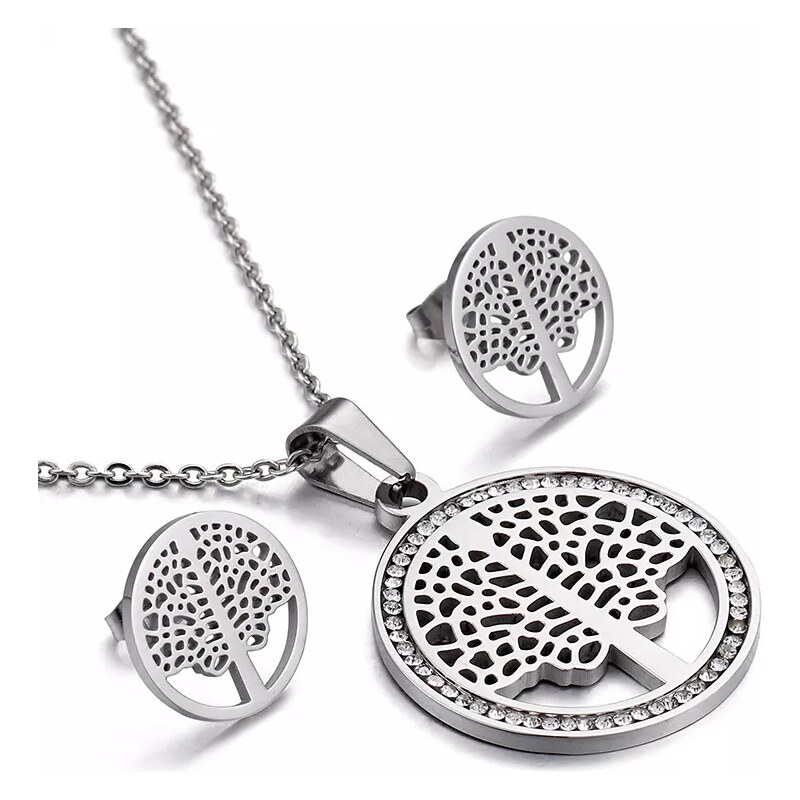 Impress Jewelry Sada ocelových šperků Tree Life se zirkony