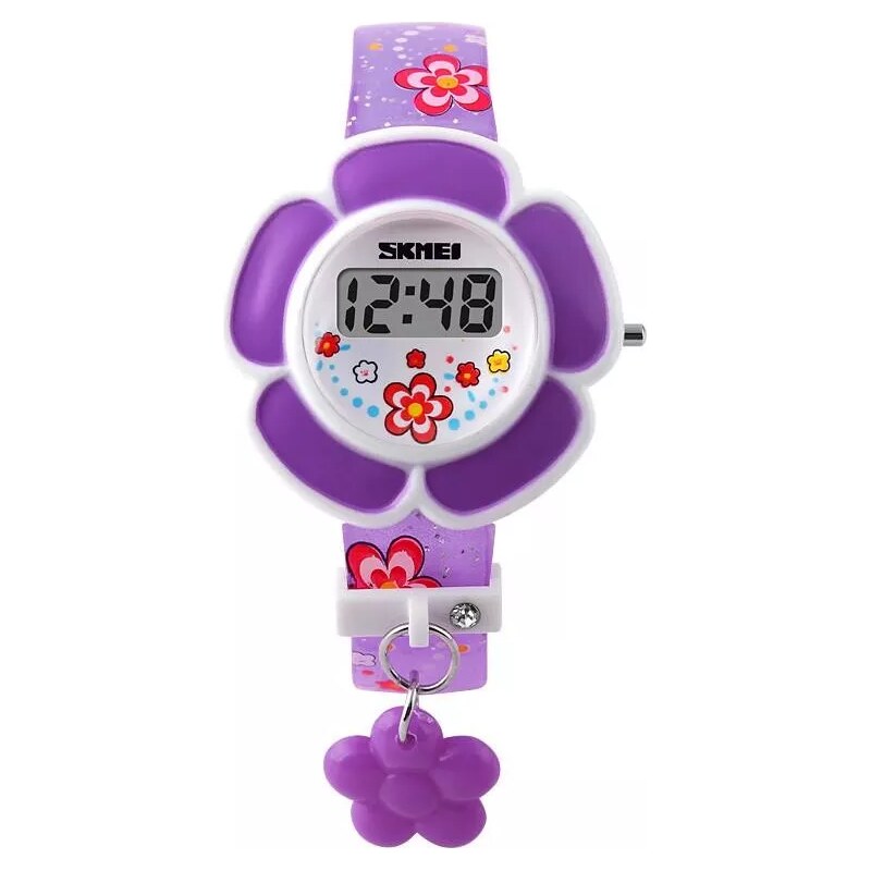 SKMEI 1144 digitální dívčí hodinky Flowers Fialové