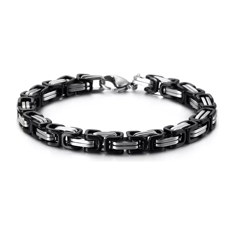 Impress Jewelry Pánský náramek z oceli Be Hard Černý-stříbrný 8