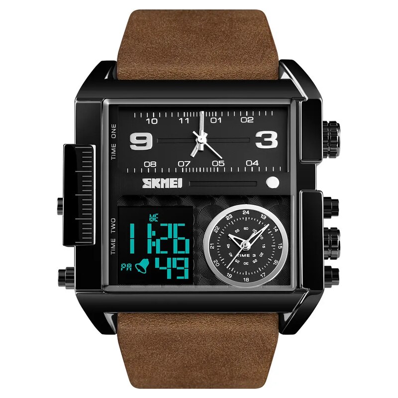 SKMEI 1391 duální hodinky 3 times Black Hnědé