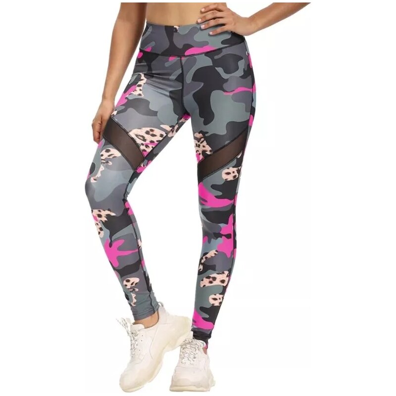 Carla Dámské Sportovní legíny Fitness Kamufláž Pink