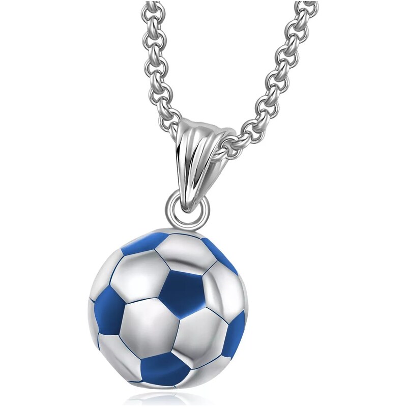 Impress Jewelry Přívěsek z chirurgické oceli Fotbalový míč Modrý