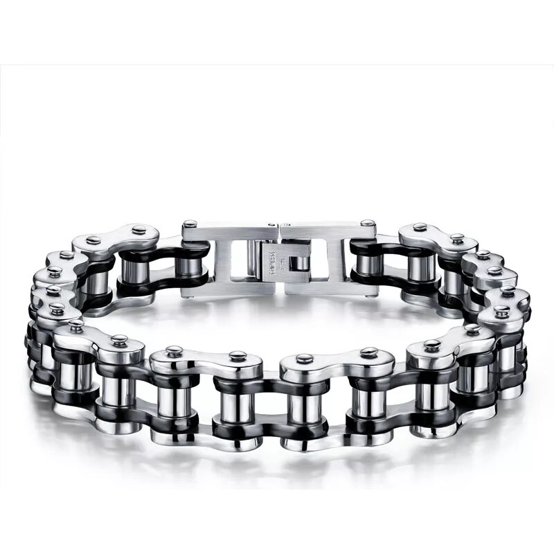 Impress Jewelry Náramek z chirurgické oceli Moto Chain - Černo