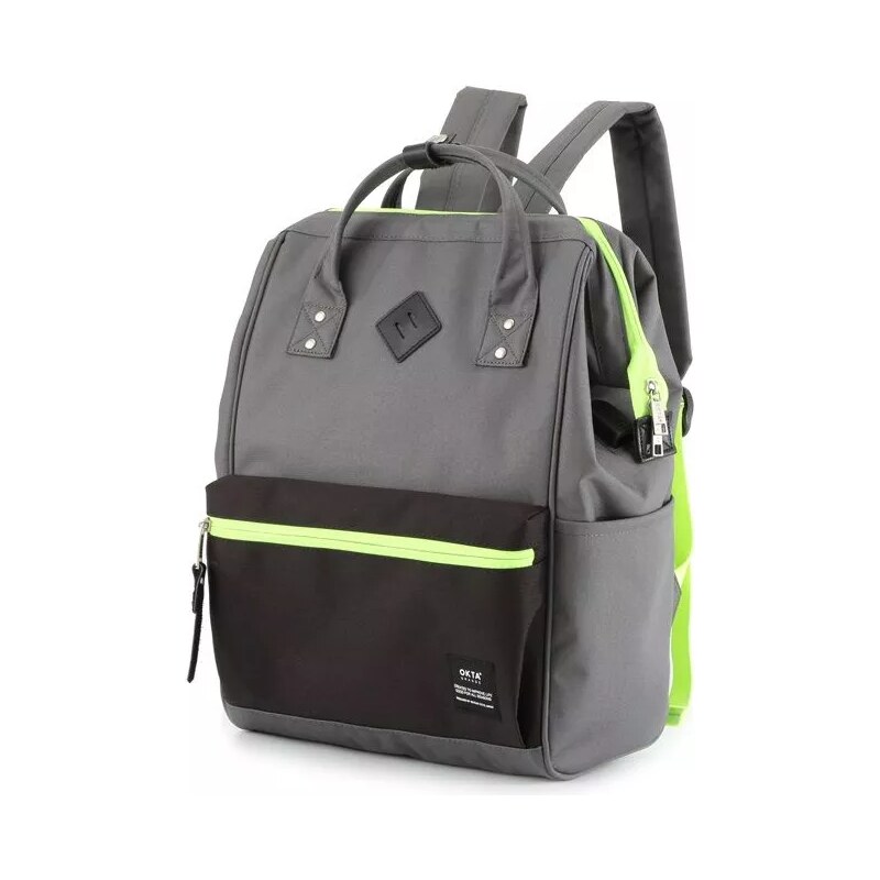 Himawari Okta grande studentský batoh USB port Borla Šedý 19L