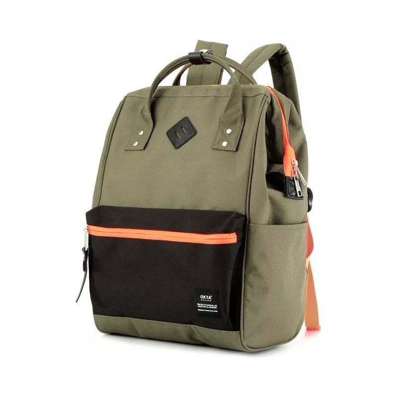 Himawari Okta grande studentský batoh USB port Borla Zelený 19L