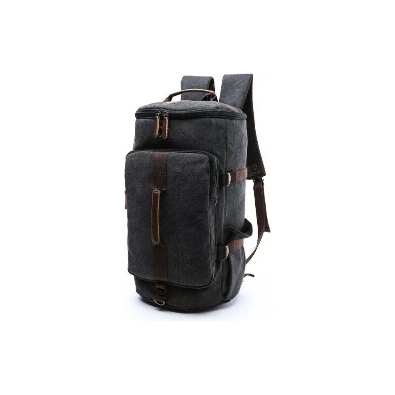 Canvasio Plátěná retro taška a batoh 2v1 Hombre Černá 30 l