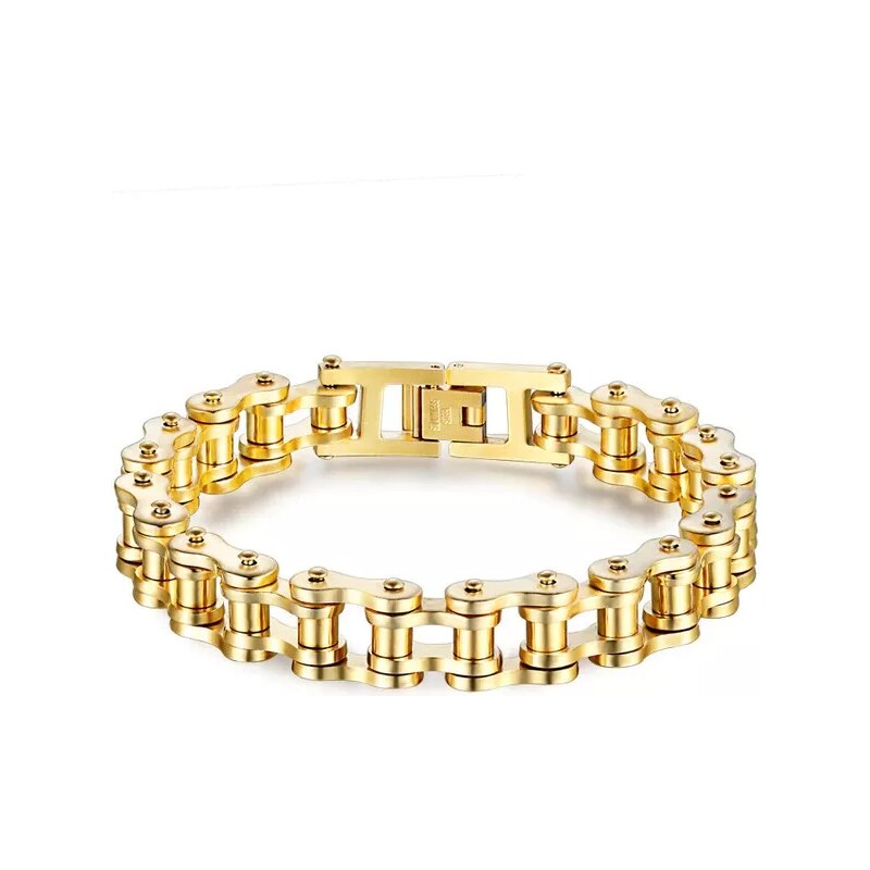 Impress Jewelry Náramek z chirurgické oceli Moto Chain Zlatý