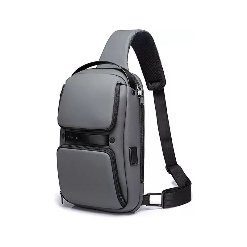 BANGE sportovní batoh přes rameno s USB ASLAN Šedý 12L