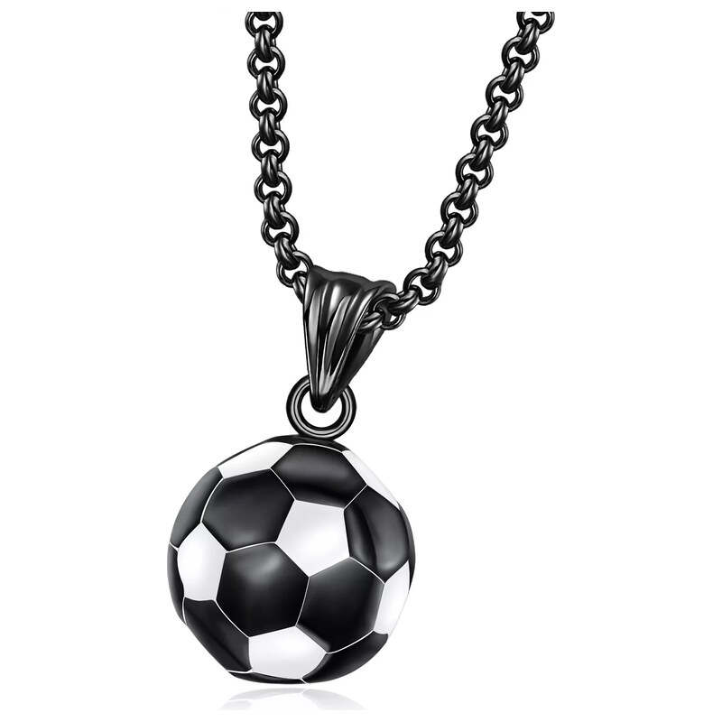Impress Jewelry Přívěsek z chirurgické oceli Fotbalový míč Černý