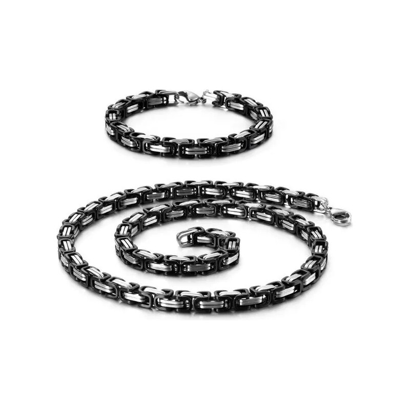 Impress Jewelry Sada z chirurgické oceli Be Hard Černo-stříbrný