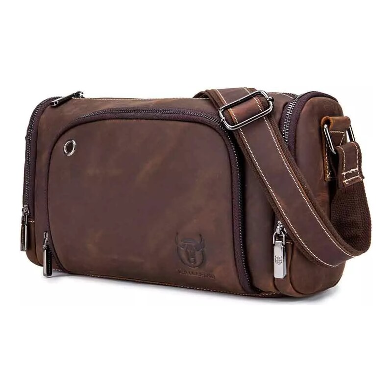 Bullcaptain pánská kožená Travel Vintage taška Ernest Hnědá