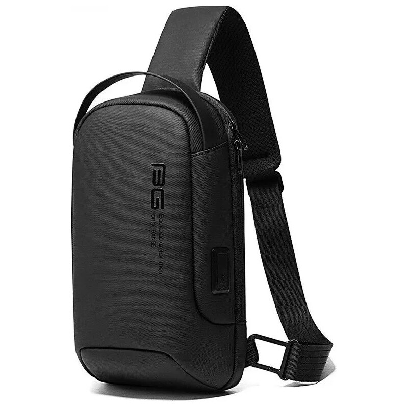 BANGE elegantní batoh přes rameno s USB HASAD Černý 7L