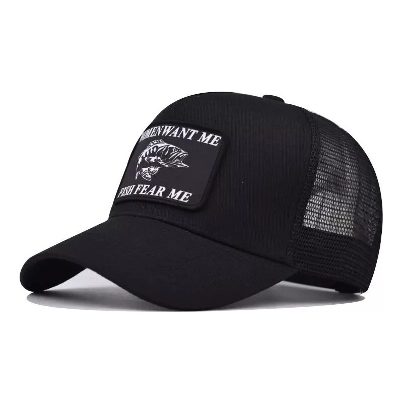 Lifestyle Čepice s kšiltem Bavlněná Kšiltovka FISH FEAR ME Černá