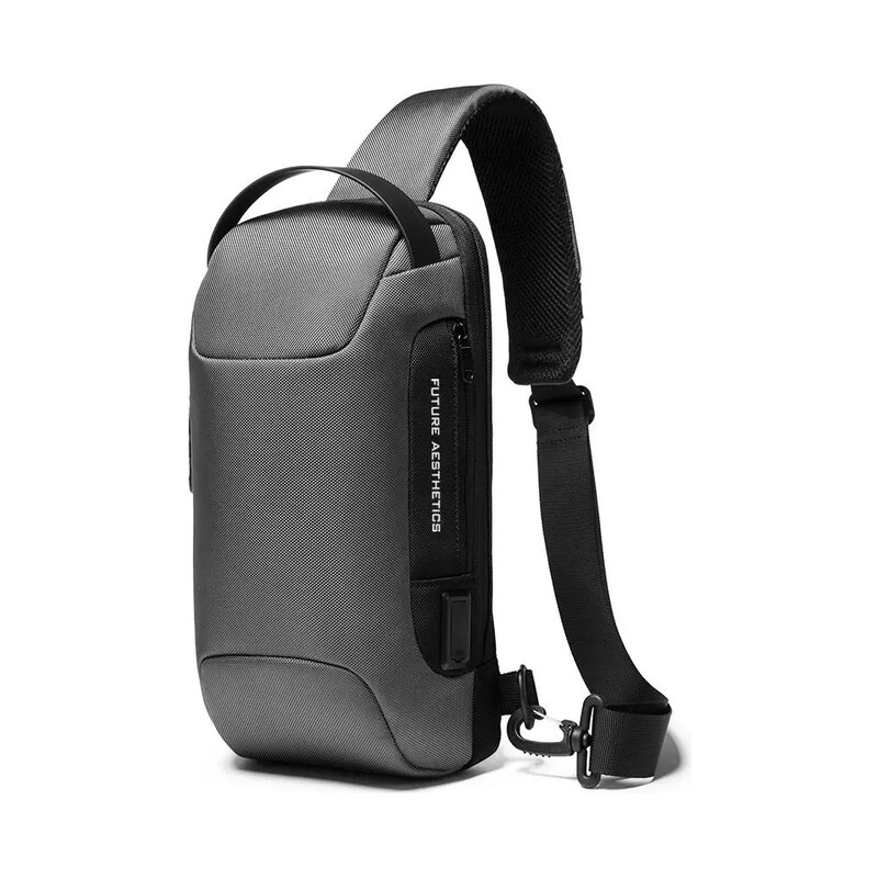 BANGE batoh přes rameno s USB + zámek Rambo Šedý 7L