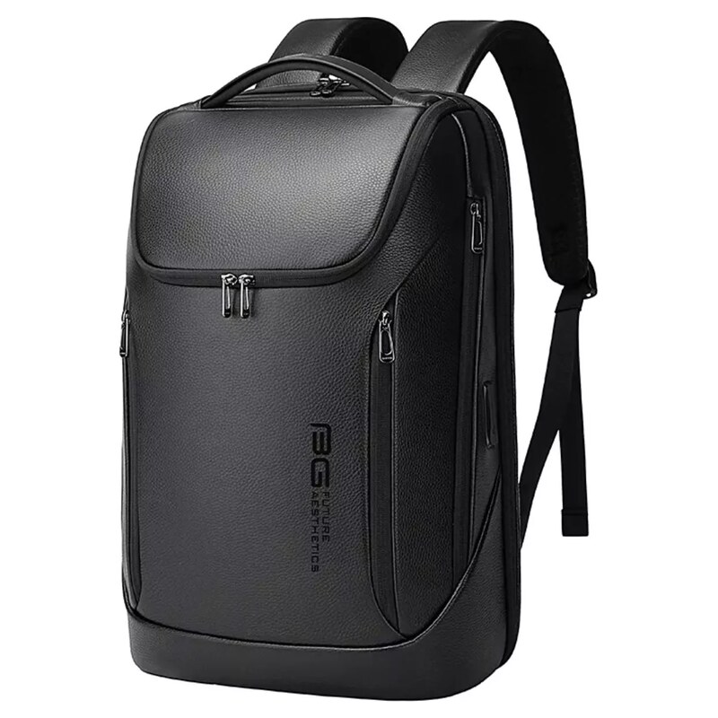 BANGE Kožený business batoh s USB JILHAN Černý 25L
