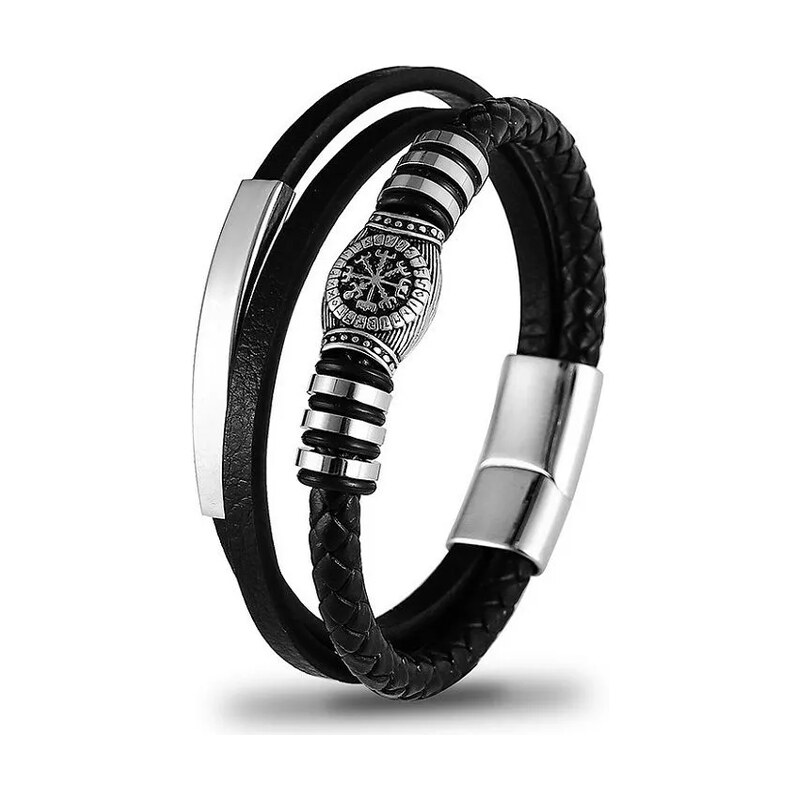Impress Jewelry Pánský ocelový náramek Vikings Černý 21 cm