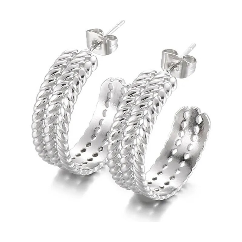 Impress Jewelry Ocelové Náušnice půlkruhy Vangel Stříbrné