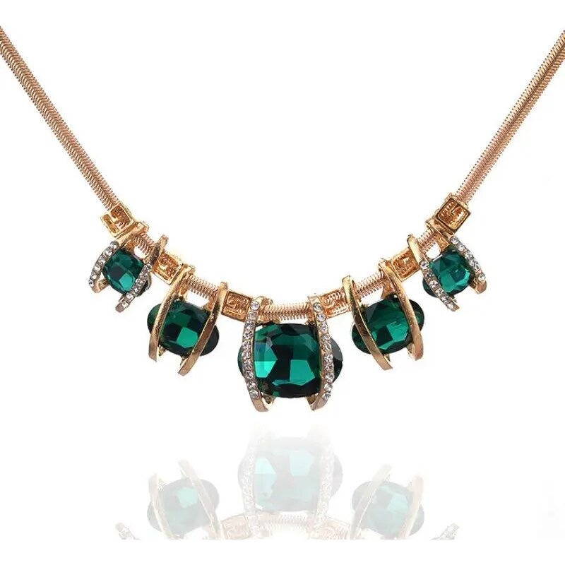 Lodestar Elegantní choker náhrdelník Royal stones zelený