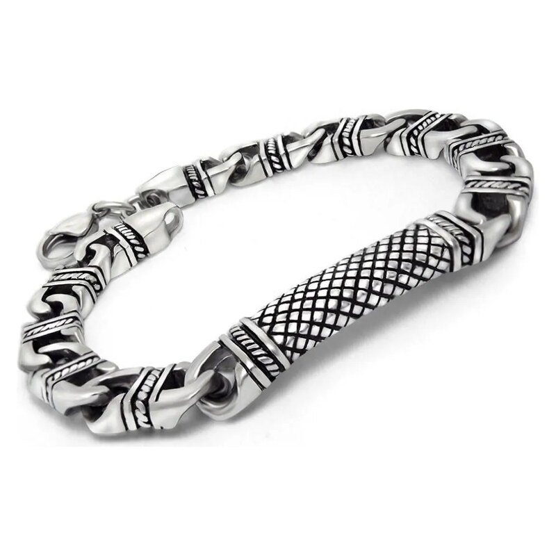 Titan Jewerly Pánský ocelový náramek Langston Stříbrný 21.5 cm