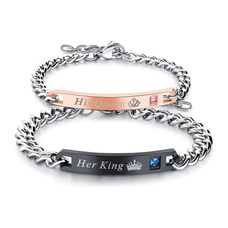 Titan Jewerly Náramky pro dva z chirurgické oceli King and Queen