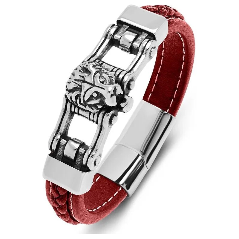 Impress Jewelry Pánský ocelový náramek Lion King Červený 21.5cm