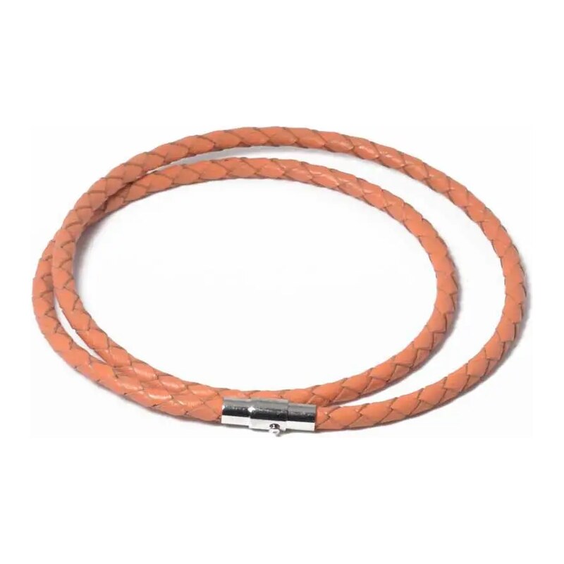Lodestar Splétaný náhrdelník z pravé kůže 4 mm / metráž Oranžový