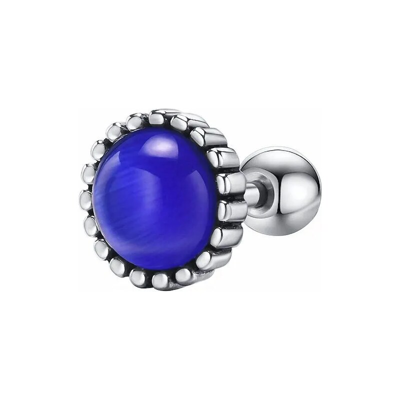 Impress Jewelry Ocelová šroubovací náušnice Modrý opal 8mm