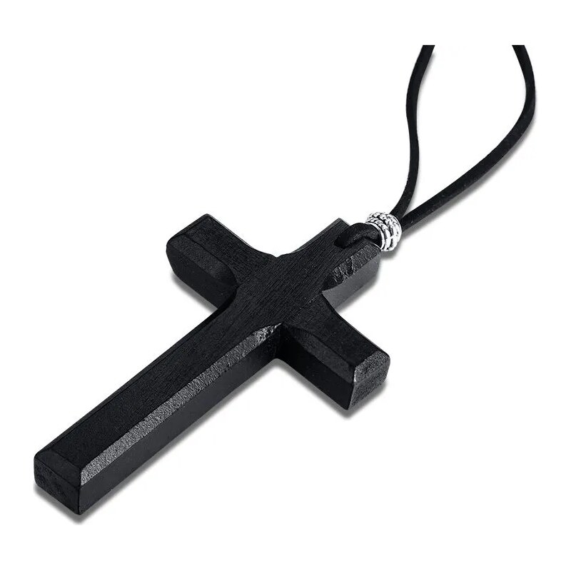 Impress Jewelry Dřevěný přívěsek kříž černý 8cm
