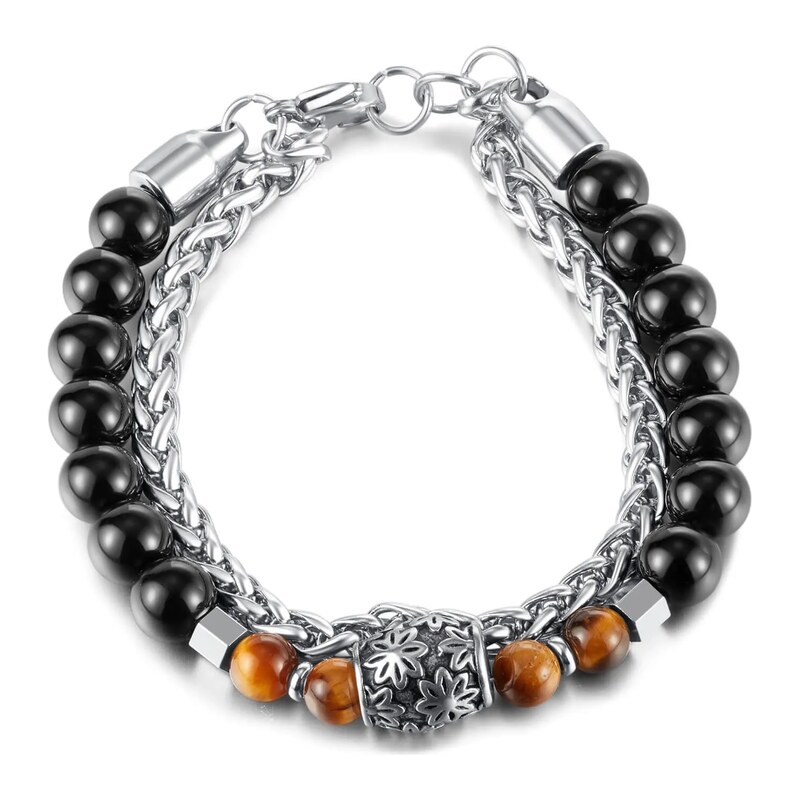 Impress Jewelry Dvojitý náramek z nerezové oceli Onyx 21cm