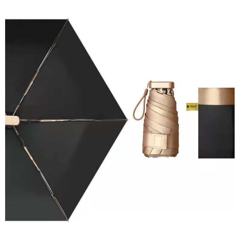 Shimia Skládací cestovní mini deštník Luxury Gold Černý