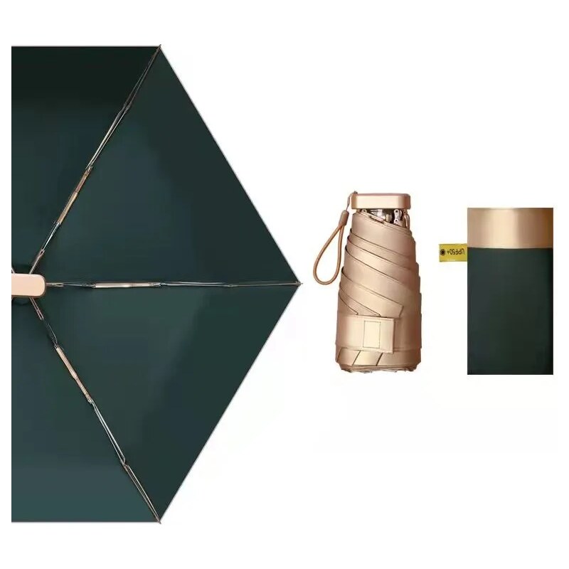 Shimia Skládací cestovní mini deštník Luxury Gold Zelený
