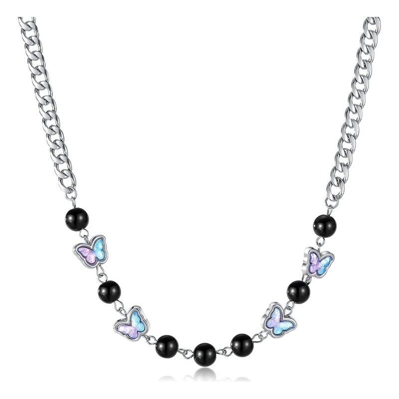 Impress Jewelry Dámský náhrdelník z chirurgické oceli s motýlky