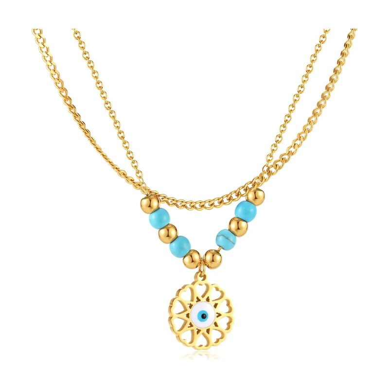 Titan Jewerly Dámský set náhrdelníků z chirurgické oceli Modré