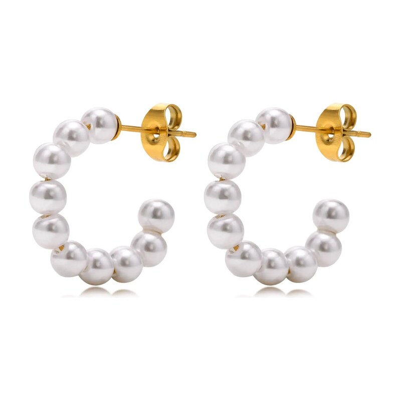 Titan Jewerly Perlové náušnice z chirurgické oceli 19mm Zlaté