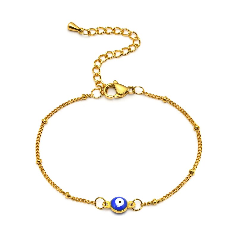 Impress Jewelry Dámský náramek z nerezové oceli Modré oko Zlatý