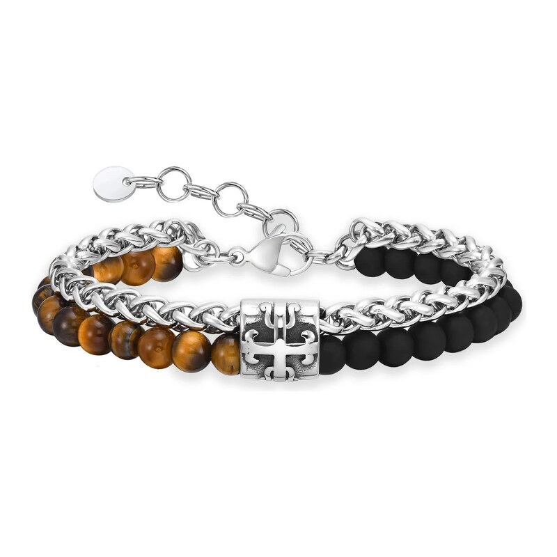 Impress Jewelry Náramek z chirurgické oceli a korálky Templar
