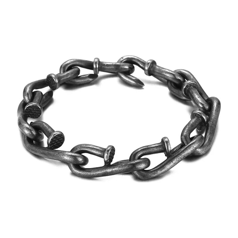 Impress Jewelry Punkový náramek z ocelových Hřebíků gunmetal