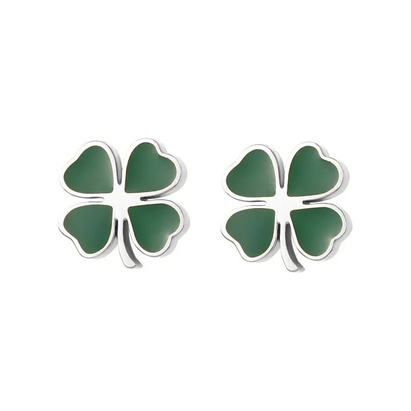 Impress Jewelry Puzetové náušnice z nerezové oceli Čtyřlístek