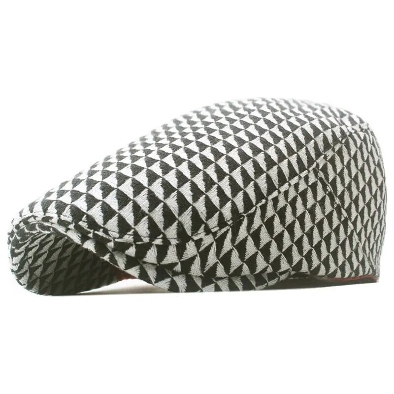 JAMONT Pánská plochá kostkovaná čepice bekovka Cigoli Bílá