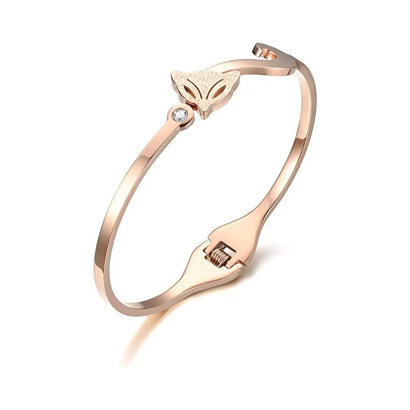 Titan Jewerly Dámský ocelový náramek s Liška Fox - Růžové zlato