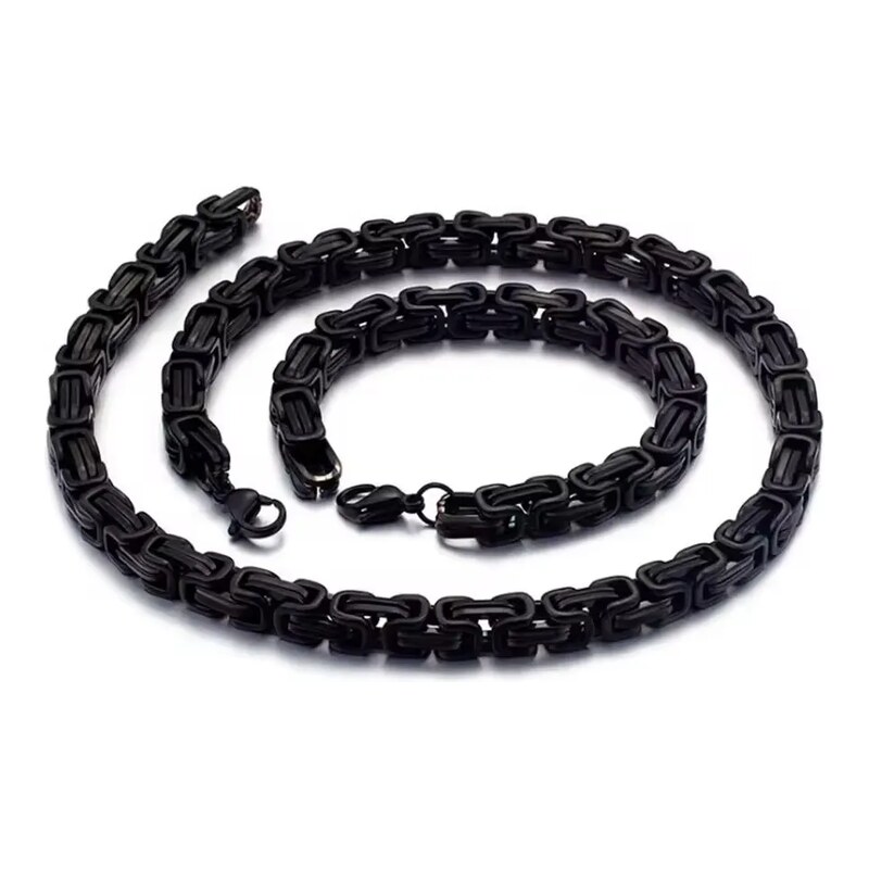 Impress Jewelry Sada z chirurgické oceli Be Hard Černý / řetízek