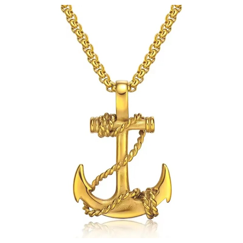Impress Jewelry Přívěsek z chirurgické oceli Lodní Kotva Zlatá