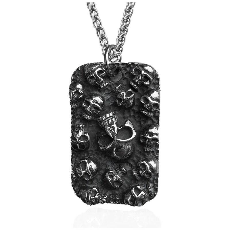 Impress Jewelry Ocelový přívěsek s lebkami Dark Side Tag