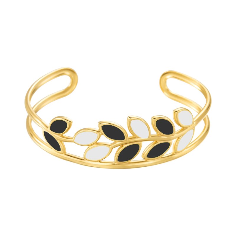 Impress Jewelry Dámský ocelový náramek Nature Černobílá elegance