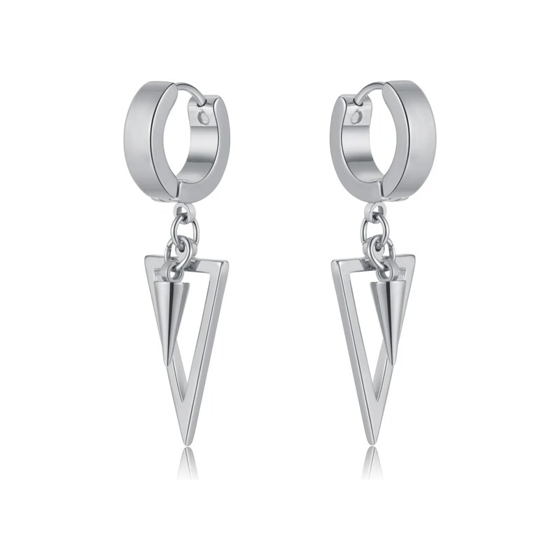 Titan Jewerly Náušnice z chirurgické oceli Triangl 13mm Stříbrné