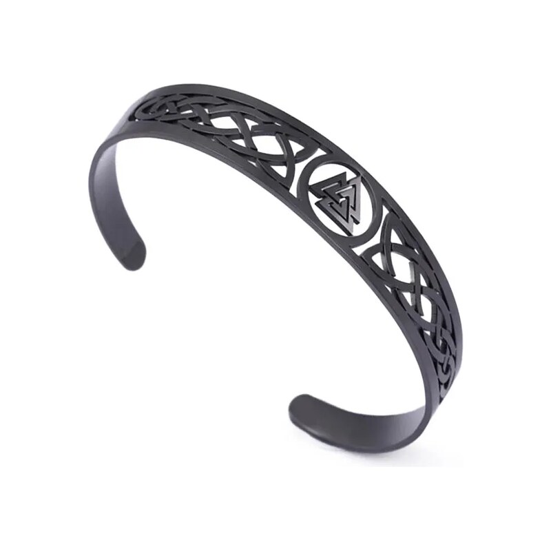 Impress Jewelry Vikingský náramek z nerezové oceli Valknut Černý