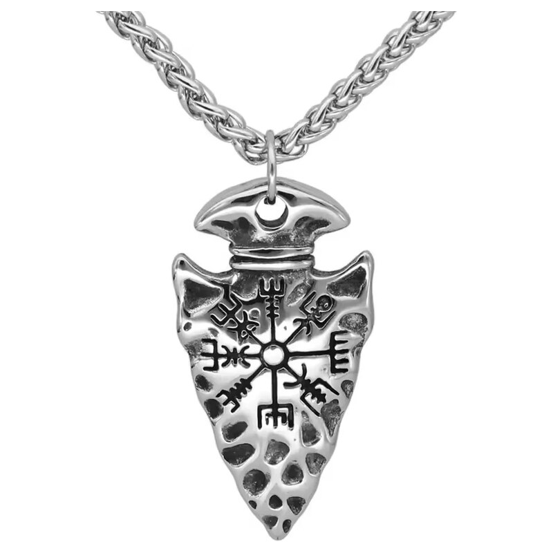 Impress Jewelry Přívěsek z chirurgické oceli Hrot šípu Vegvísir