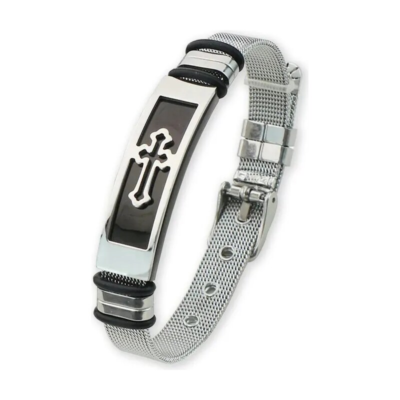 Impress Jewelry Náramek z chirurgické oceli Kruis Černý