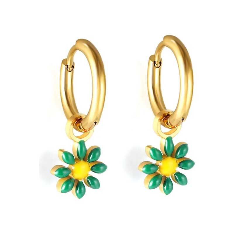 Impress Jewelry Ocelové náušnice s kytičkou Mini Flora Zlato
